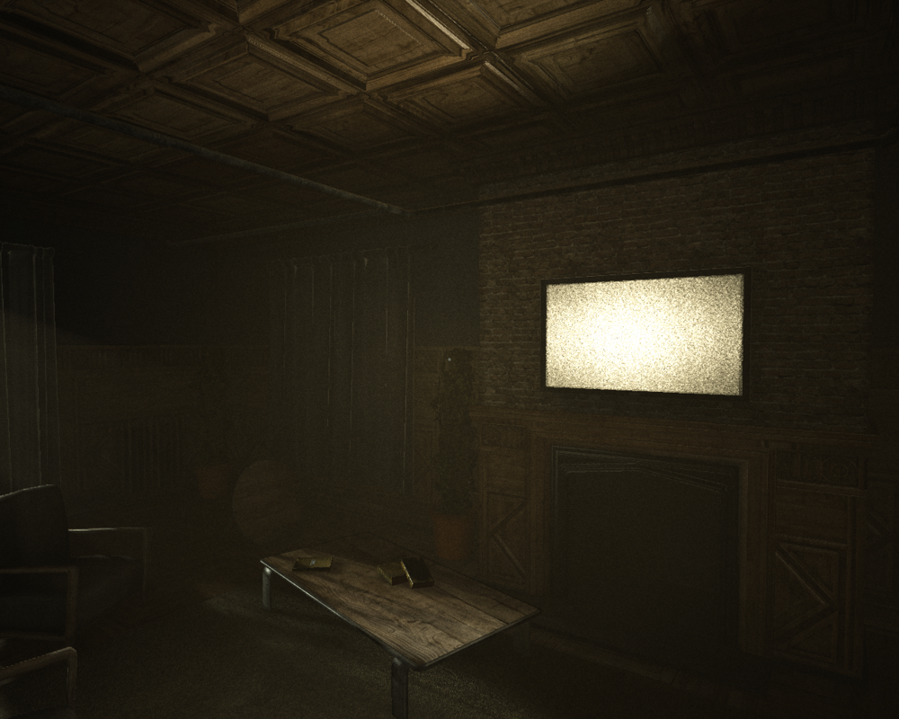 Outlast (Windows) screenshot: One of the first jump-scares in the game is simply a TV