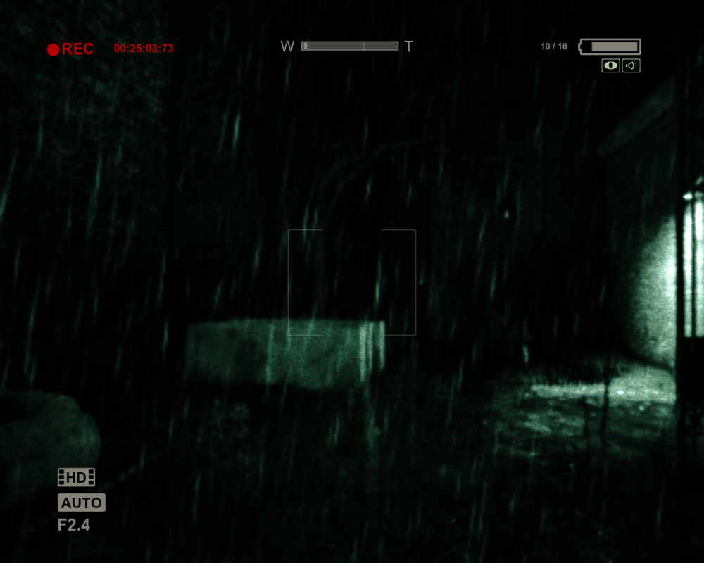 Outlast (Windows) screenshot: Can't see a thing outside
