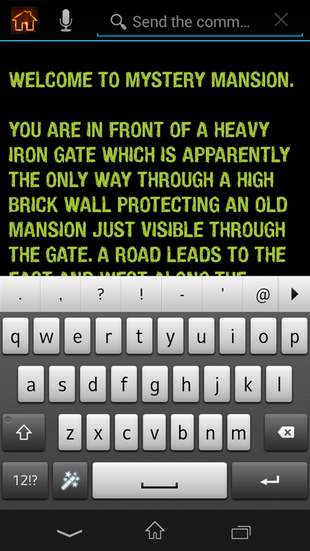 Mystery Mansion (Android) screenshot: Optional text entry of other more uncommon words