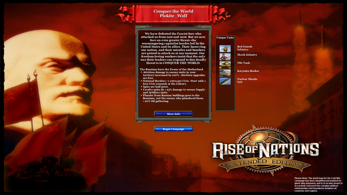 Rise of Nations: Extended Edition (Windows) screenshot: Conquer the World: Cold War scenario loading screen for the Soviet side