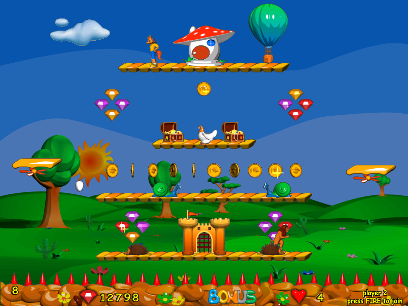 Foxy Jumper 2 (Windows) screenshot: Level 8: when you go to the castle you get a bonus level.