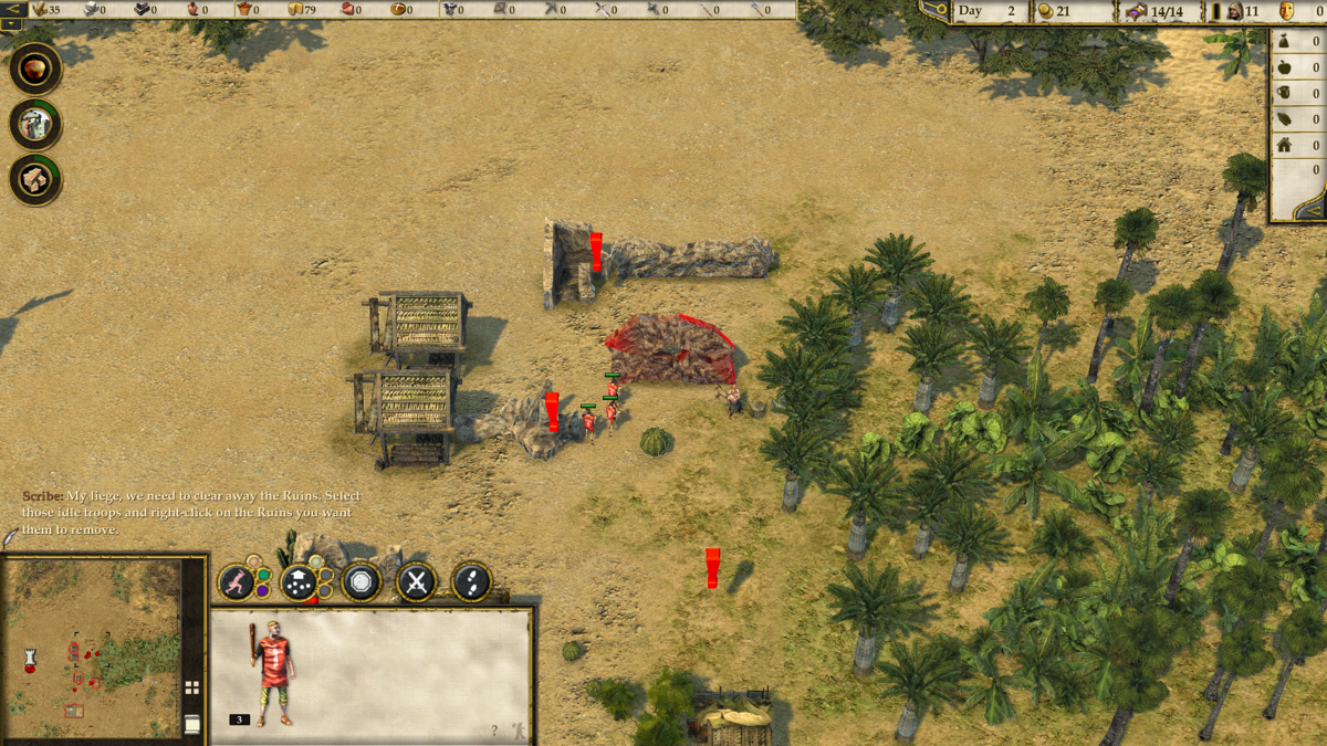 Stronghold Crusader II (Windows) screenshot: Ruins can not be deleted like your owned structures, and have to be destroyed with army units