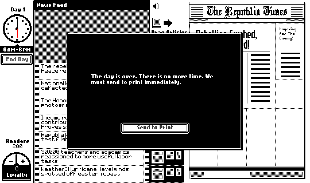 The Republia Times (Browser) screenshot: The day is over at 6 p.m., no matter what