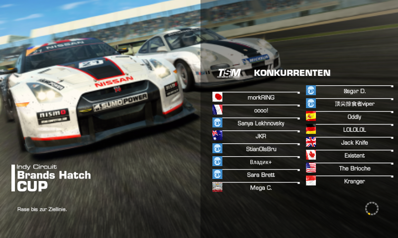 Real Racing 3 (Android) screenshot: Race loading screen (German version)