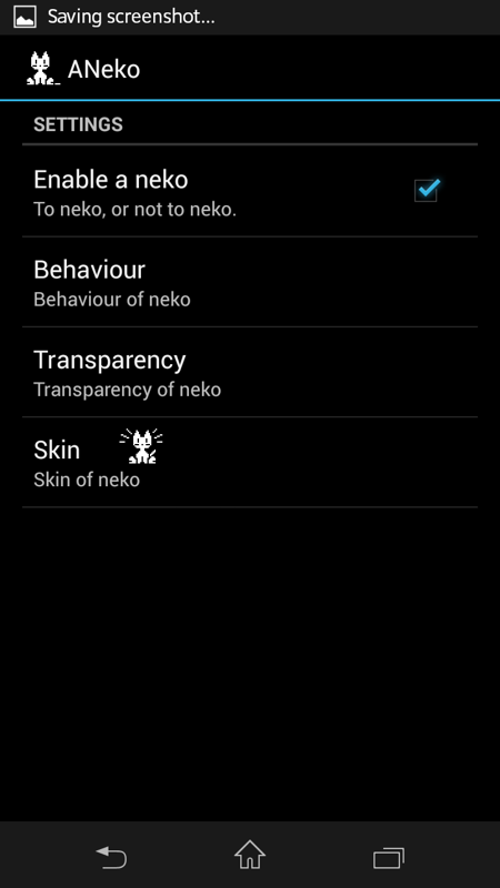 Neko (Android) screenshot: Neko awakens!