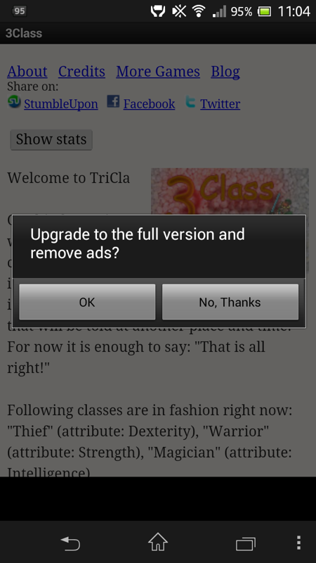 Land of Three Classes: The Exam (Android) screenshot: The Choice of Games business model