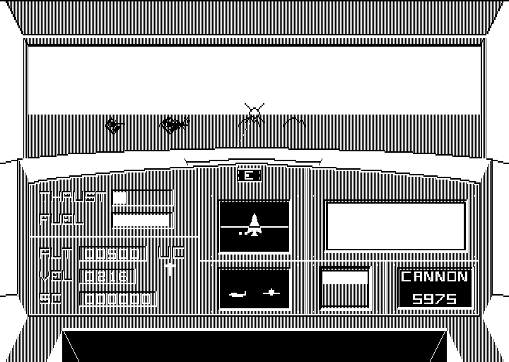 ACE: Air Combat Emulator (Amstrad PCW) screenshot: Encountering tanks