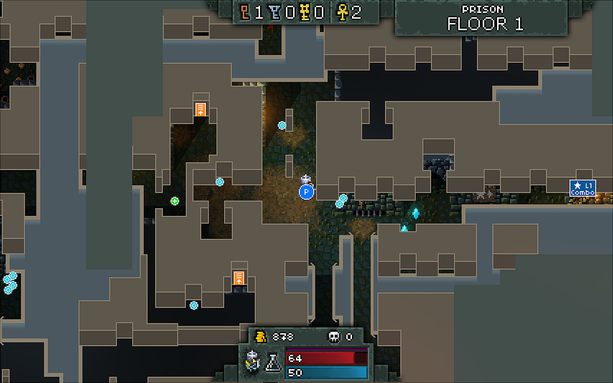 Hammerwatch (Windows) screenshot: Mini-map toggled on (with transparency down to 0%).