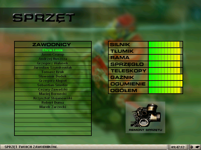 Speedway Manager 98 (Windows) screenshot: Motorbikes