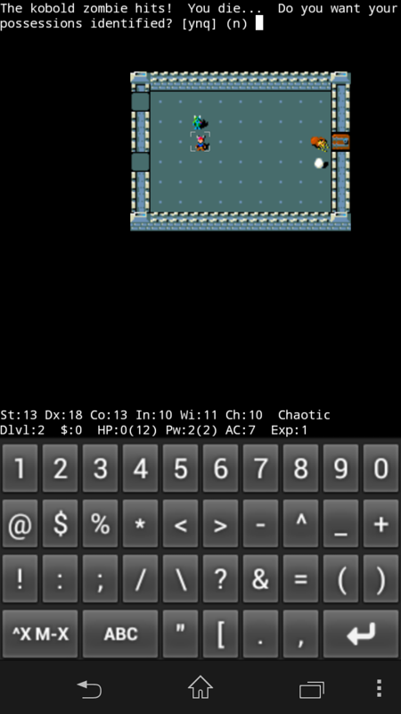 NetHack (Android) screenshot: GAME OVER