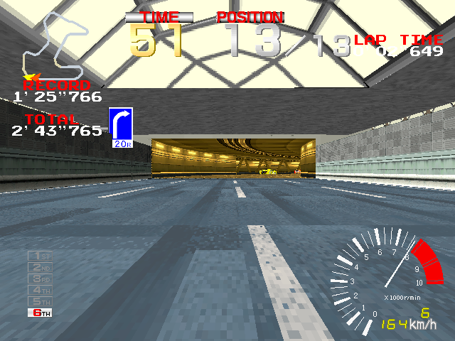 Ridge Racer (Arcade) screenshot: Approaching tunnel.