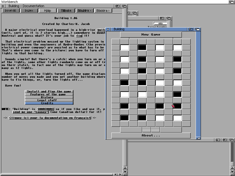 Building (Amiga) screenshot: The game runs in a window and can be resized