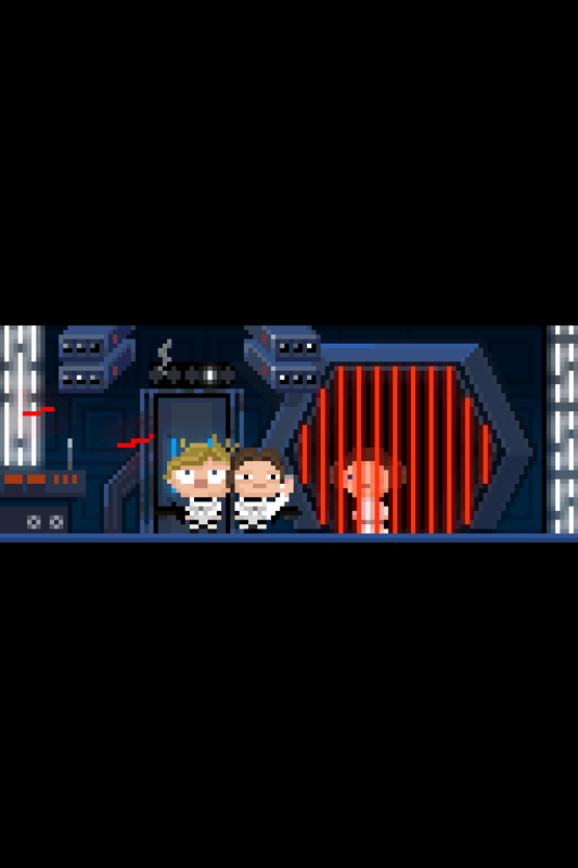 Star Wars: Tiny Death Star (iPhone) screenshot: Taking specific characters to certain floors will trigger a little cut scene.