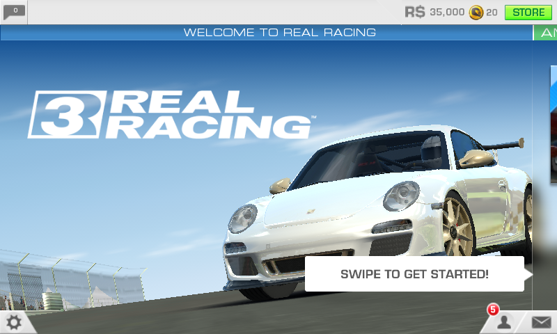 Real Racing 3 (Android) screenshot: Main menu