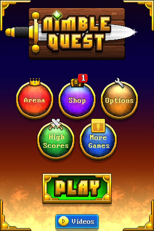 Nimble Quest (iPhone) screenshot: Title/menu screen.