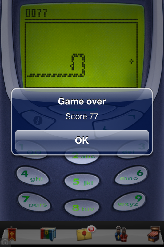 Snake 2k (iPhone) screenshot: Ouch! I hate when that happens... (Free version with ads)