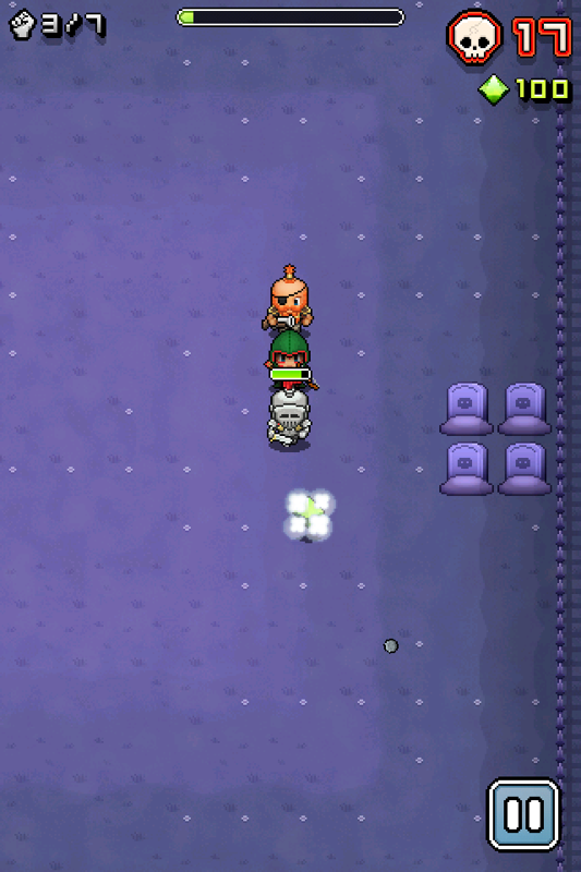 Nimble Quest (iPhone) screenshot: A small party is visiting the graveyard.