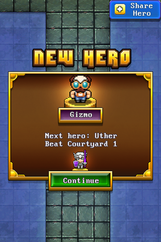 Nimble Quest (iPhone) screenshot: Found a new hero!