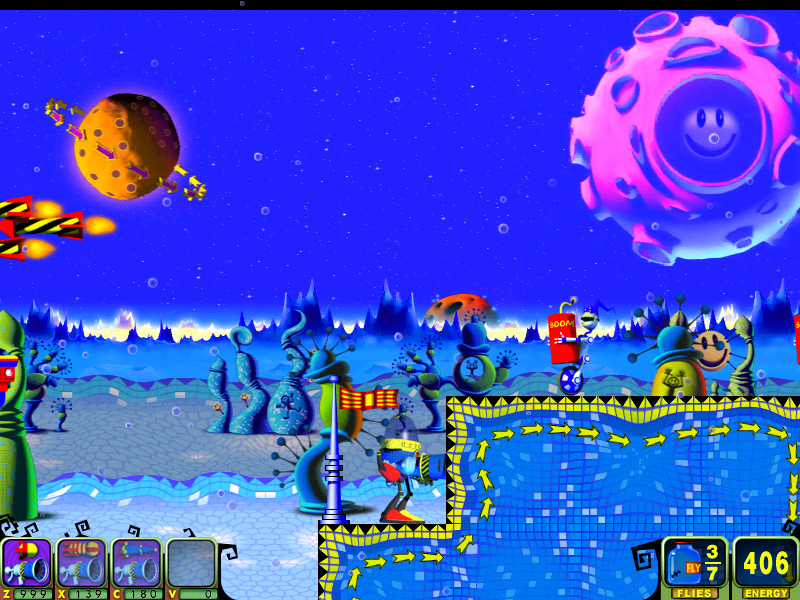 Flyonoid (Windows) screenshot: Level 11: an enemy with a bomb