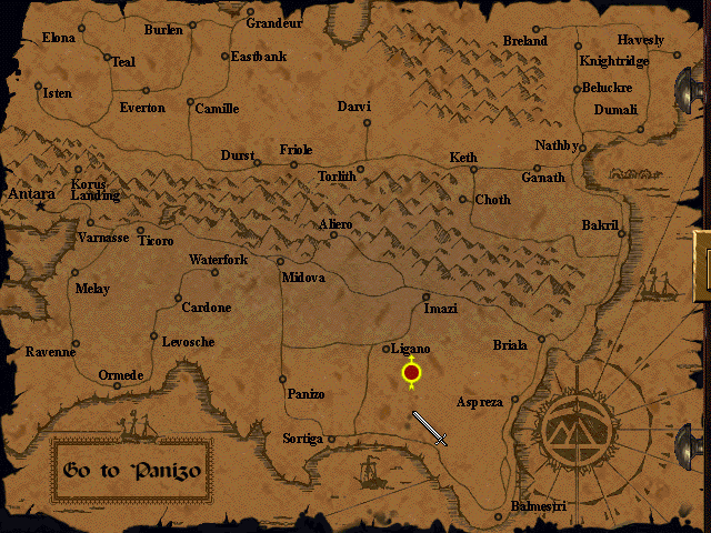 Betrayal in Antara (Windows 3.x) screenshot: You can view this map at any time - very handy!