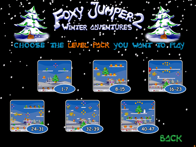 Foxy Jumper 2: Winter Adventures (Windows) screenshot: Choose a level pack.