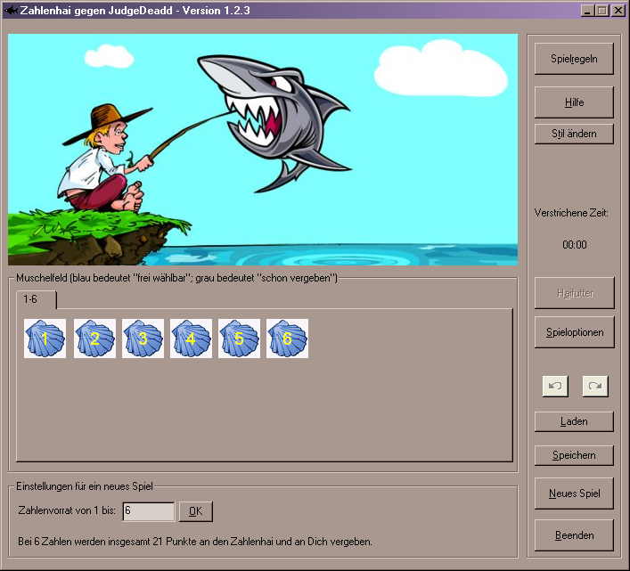 Number Shark (Windows) screenshot: The German language version, "Zahlenhai".