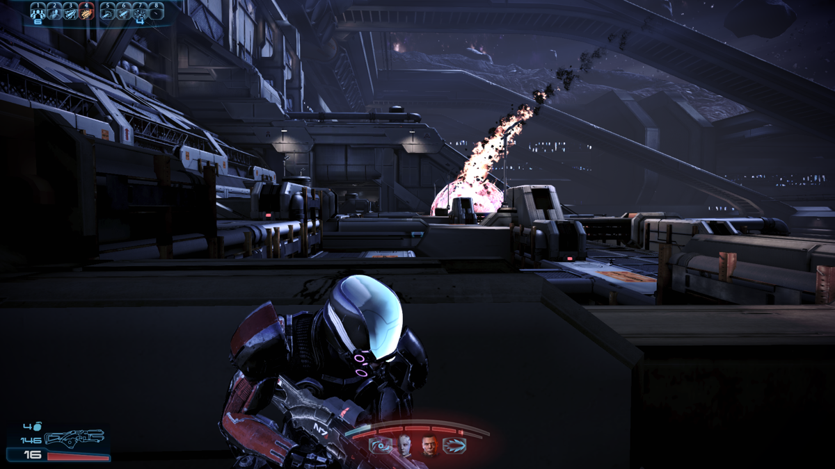 Mass Effect 3: Leviathan (Windows) screenshot: The enemy is coming through a breach in the protective screen
