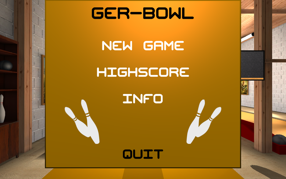 Ninepin Bowling (Linux) screenshot: Title screen