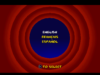 Bugs Bunny & Taz: Time Busters (PlayStation) screenshot: Language select.