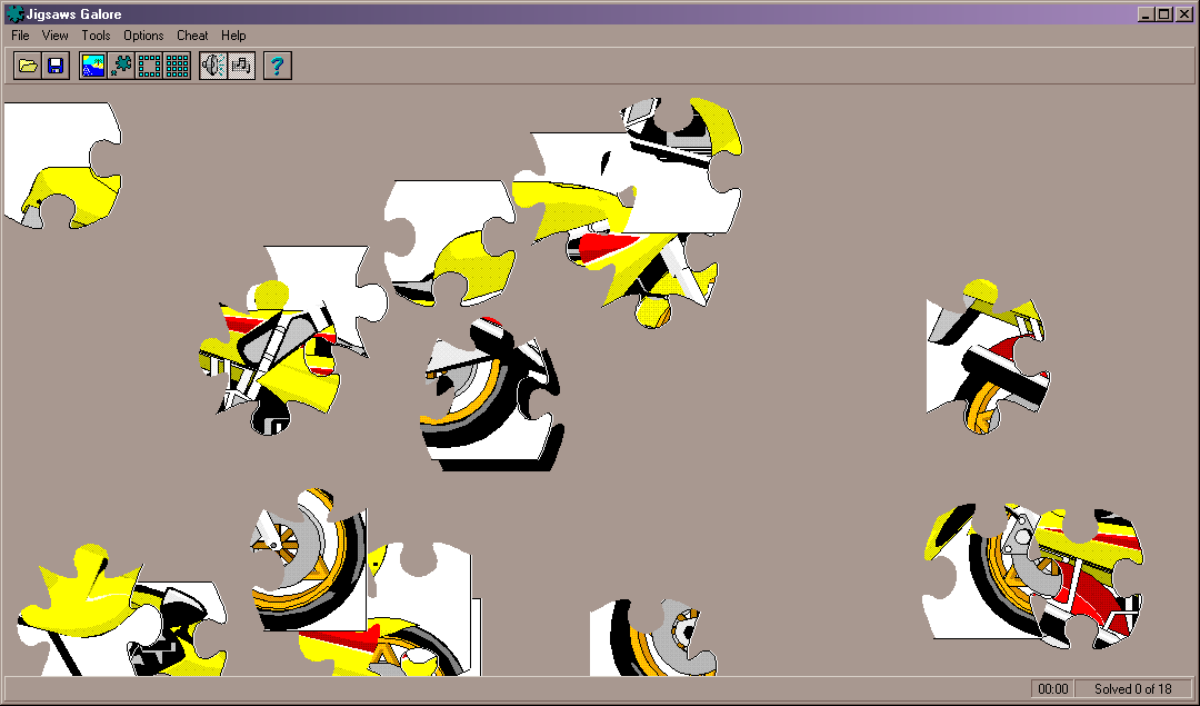 Jigsaws Galore (Windows) screenshot: (v1.2) Putting together a picture of a motorbike.