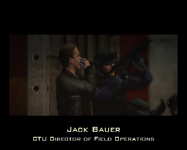 24: The Game (PlayStation 2) screenshot: Each episode starts with a cut scene with voice-over. This is the player's character