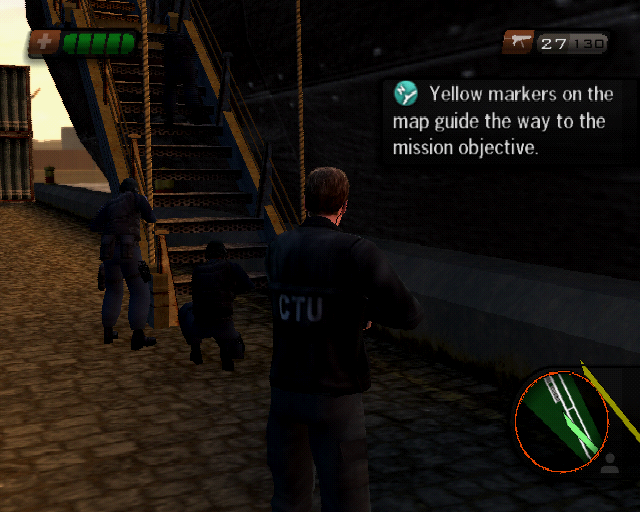 24: The Game (PlayStation 2) screenshot: Markers make sure Jack, aka the player, does not get lost