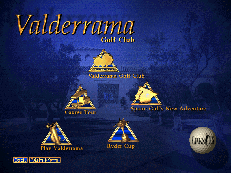 Links LS: Championship Course - Valderrama (DOS) screenshot: Main menu