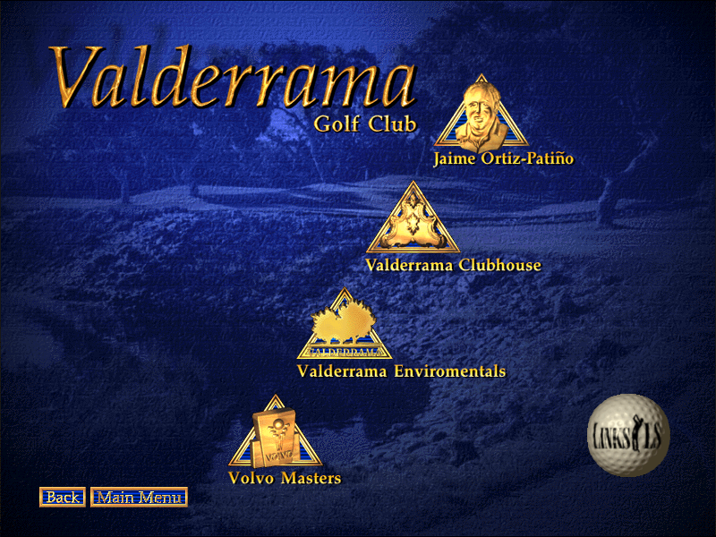 Links LS: Championship Course - Valderrama (DOS) screenshot: Valderrama golf club tour menu