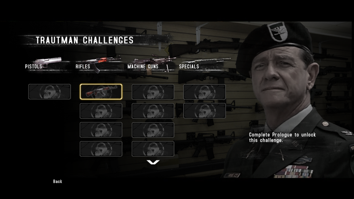 Rambo: The Video Game (Windows) screenshot: Trautman's challenges