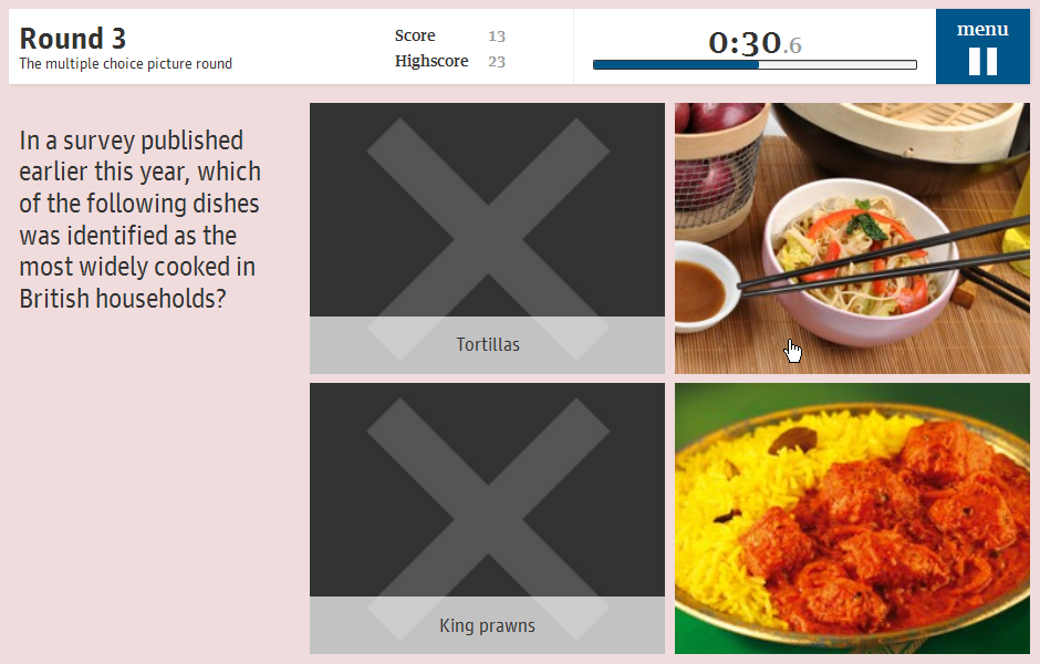 the globaldevelopment food game (Browser) screenshot: Well I have an excuse, I'm not British.