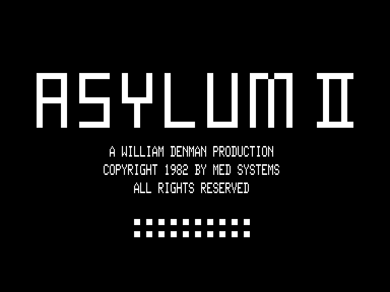 Asylum II (TRS-80) screenshot: Title screen
