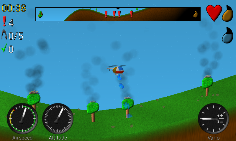 Rescue Pilot (Android) screenshot: Fire rescue mission