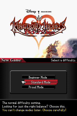 Kingdom Hearts: 358/2 Days (Nintendo DS) screenshot: Modes
