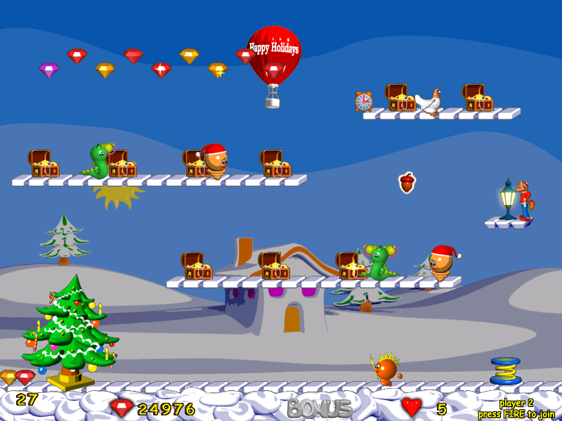Foxy Jumper 2: Winter Adventures (Windows) screenshot: Level 27: now there is light.