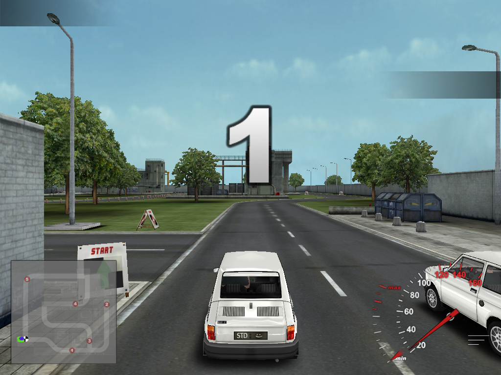 Maluch Racer 2 (Windows) screenshot: Standard car, standard camera view, electricity track