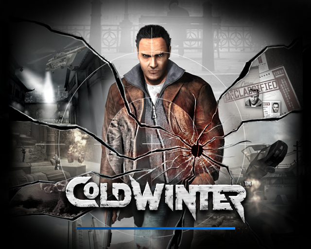 Cold Winter (PlayStation 2) screenshot: The game's title screen. This follows the usual display of company logos and stays on screen while the game loads. One pixel may have been lost as a result of playing via an emulator.