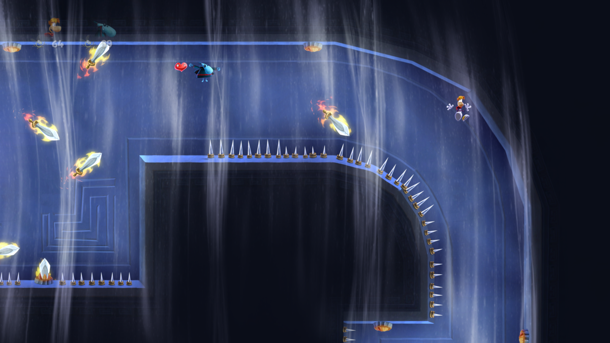 Rayman Legends (Windows) screenshot: Flying through a maze