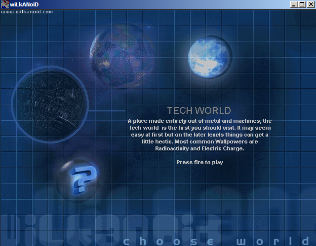 Wilkanoid (Windows) screenshot: Choose a world.
