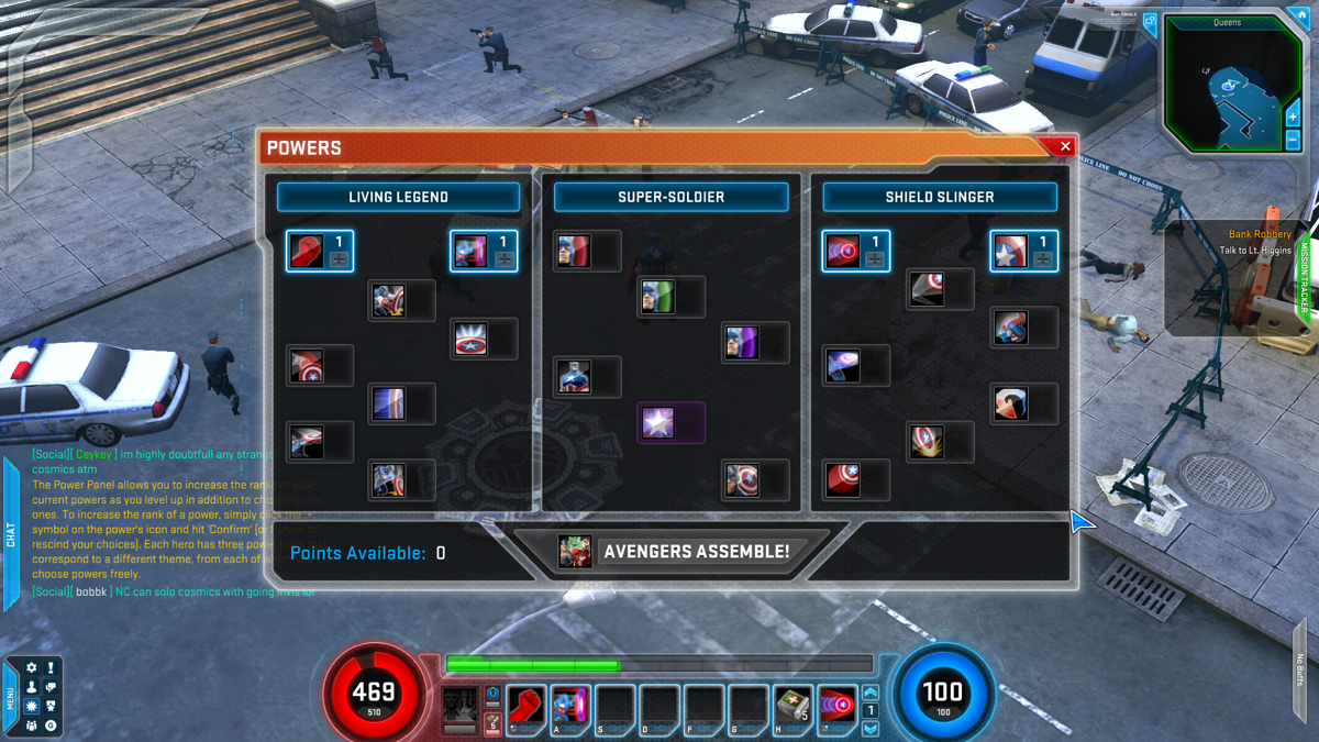 Marvel Heroes (Windows) screenshot: Each character has three skill trees