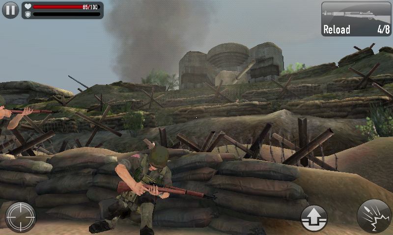 Frontline Commando: D-Day (Android) screenshot: Taking cover