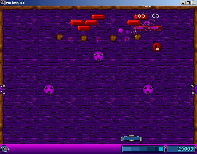 Wilkanoid (Windows) screenshot: Alien infection for the ball from a wall power