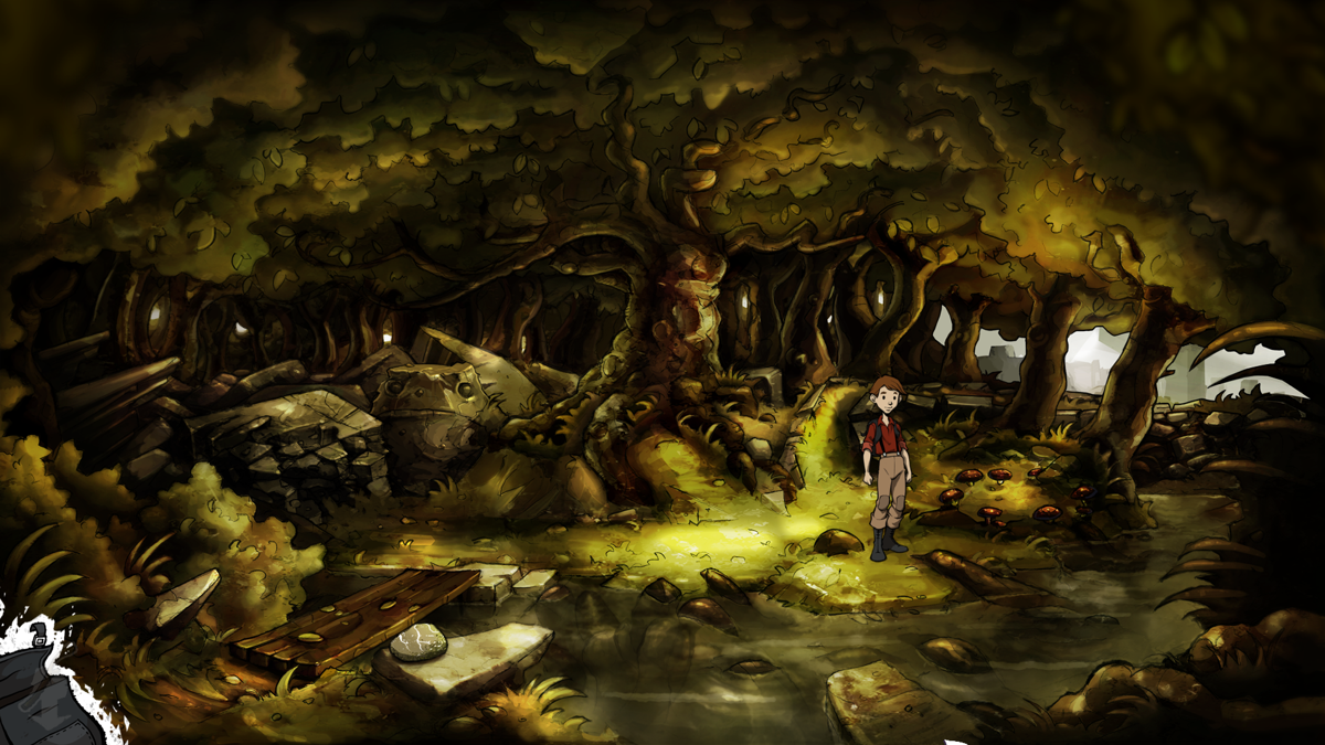 The Night of the Rabbit (Windows) screenshot: In the prologue, Jeremias visits a forest area
