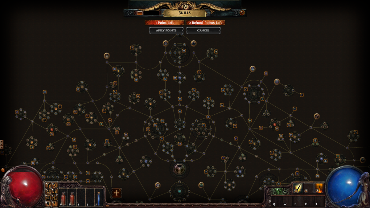 Path of Exile (Windows) screenshot: A part of the passive skill tree