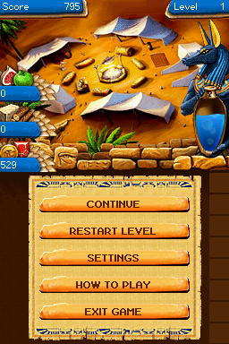 Jewel Master: Egypt (Nintendo DS) screenshot: Pause menu